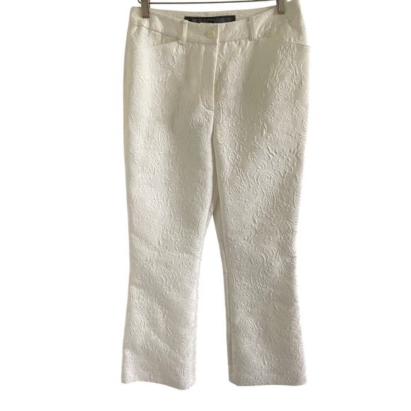 Vien White Brocade Texture Pattern Pants - Picture 2 of 6